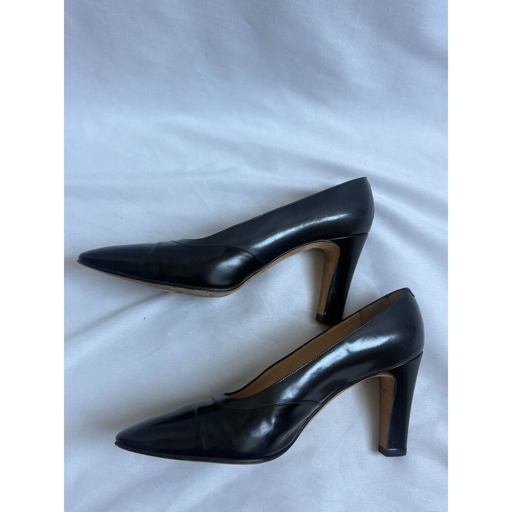Silvia Fiorentina Vero Cuoio Black Leather Pumps 6.5M Classy Work Office Siren